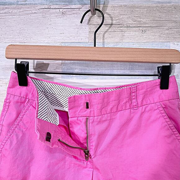 J CREW Broken In Chino Shorts Pink Mid Rise Cotton Casual Womens 00 - Picture 2 of 4